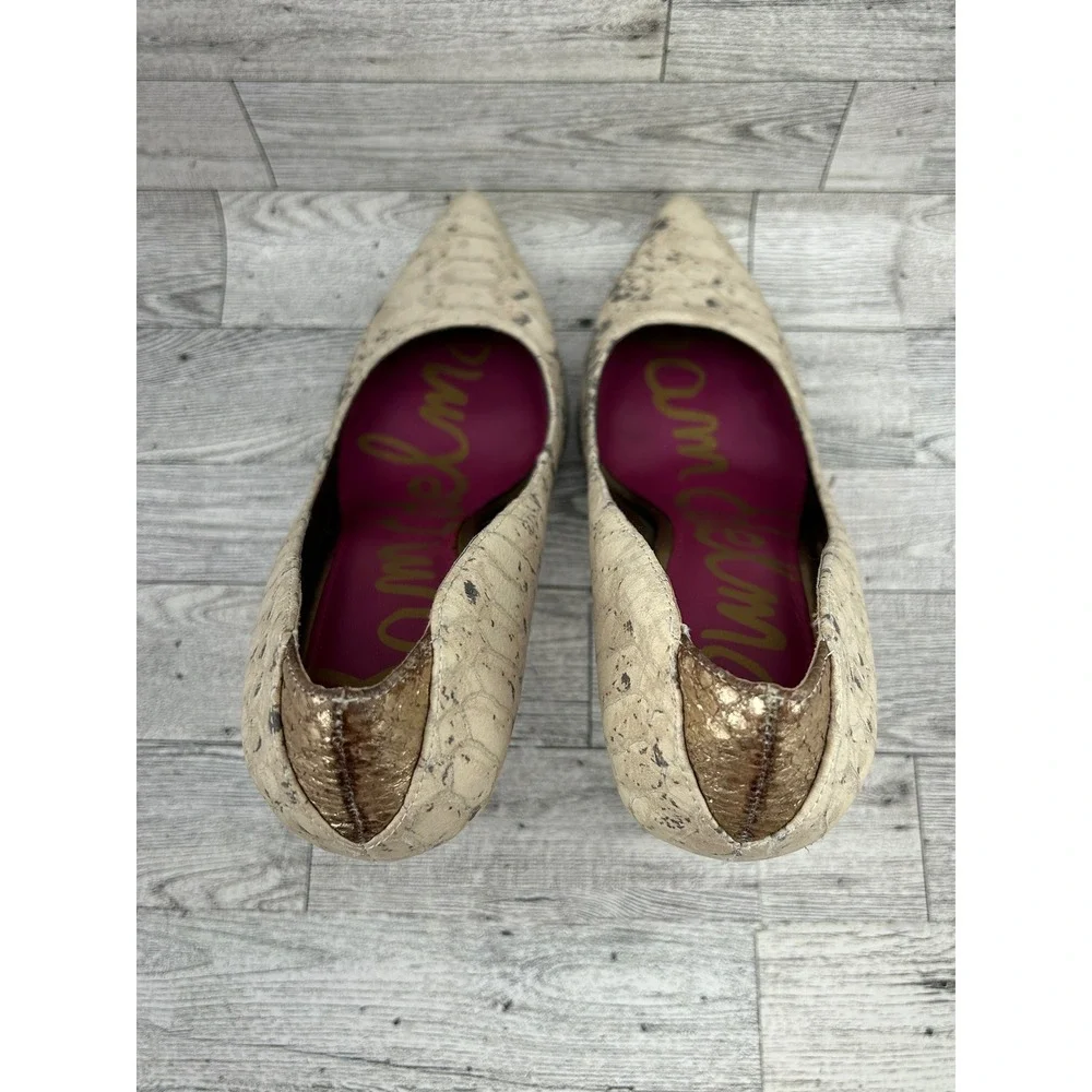 Sam Edelman Celia‎ Snakeskin Pointed Toe Stiletto Heels Shoes Women's 7.5M